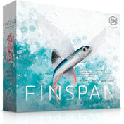 A Finspan: A Wingspan Game társasjáték doboza, víz alatti hangulatú, repülőhalat ábrázoló borítóval.