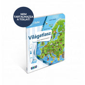 A Tolki – Állatok világa interaktív foglalkoztató könyv borítója, dzsungelmotívummal, különféle állatokkal, például jaguárral, vaddisznóval és majommal, "Nem tartalmazza a tollat!" felirattal.