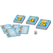 „Az Activity Junior Pocket társasjáték kártyái és különleges dobókockája, több száz feladvánnyal, amely rajzolással, mutogatással és szavakkal játszható.”