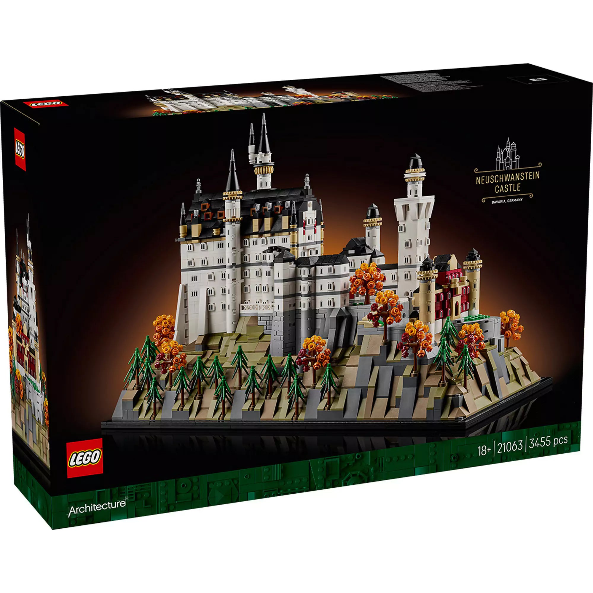LEGO Architecture: Neuschwanstein kastély (21063) dobozkép, részletgazdag építőkészlet 3455 elemmel, felnőtteknek.