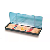 Marokkó (Mikado) társasjáték nyitott doboza, benne a színes fa pálcikák rendezetten elhelyezve.