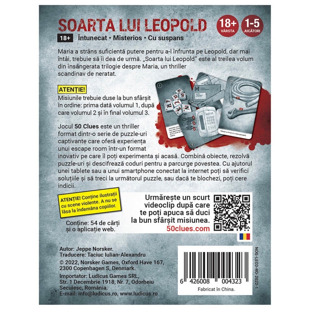 50 Clues Soarta lui Leopold román nyelvű társasjáték