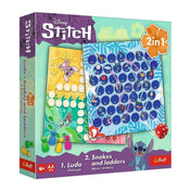Stitch 2 az 1-ben társasjáték doboza, amely tartalmazza a Ki nevet a végén és a Kígyók és létrák játékot Stitch dizájnnal.
