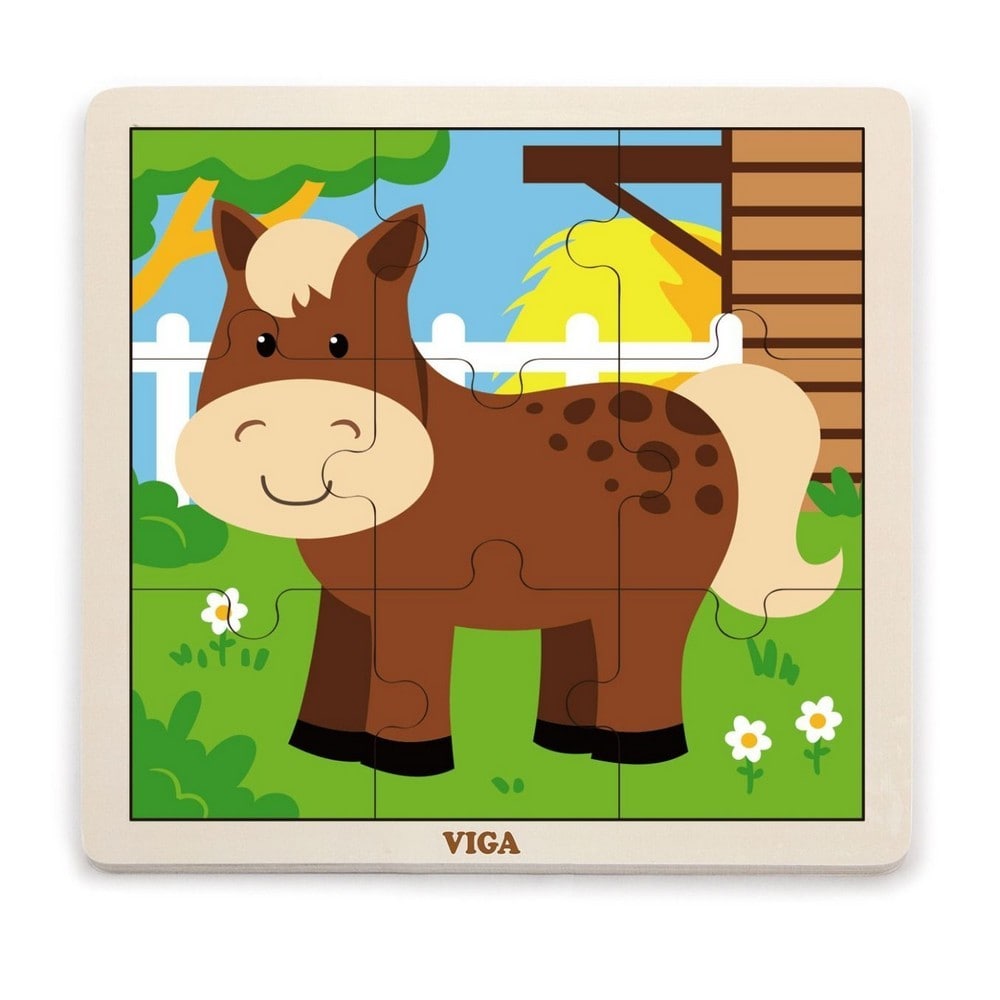 9 darabos fa puzzle, ló, Viga