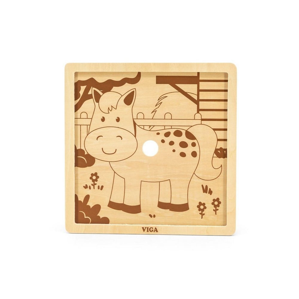 9 darabos fa puzzle, ló, Viga