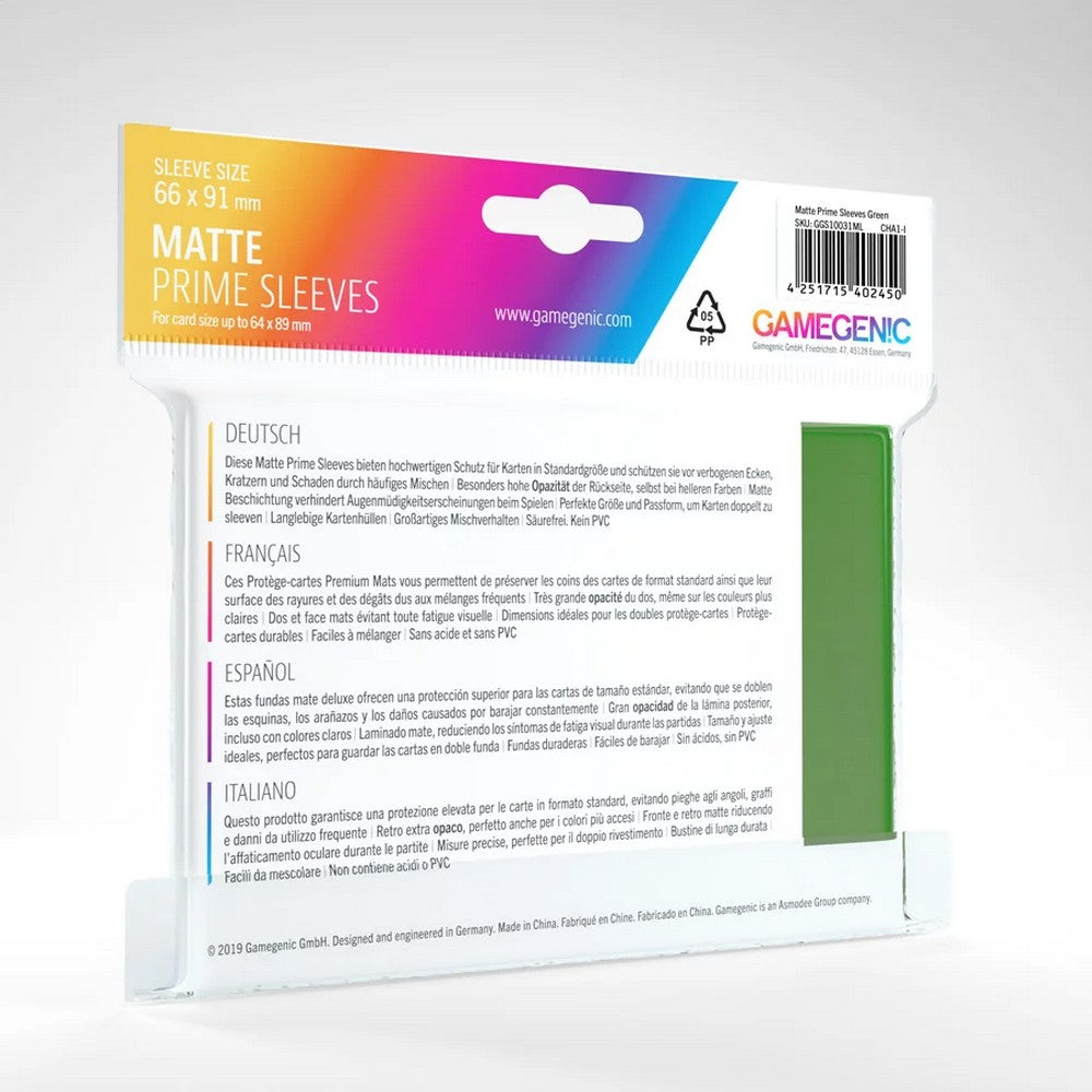 Gamegenic - Matte Prime Sleeves Green (100 Sleeves)