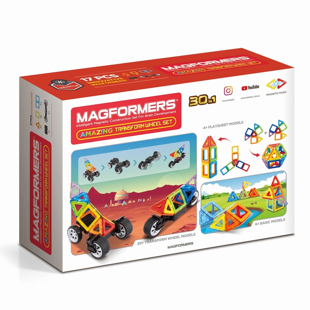 Magformers mágneses építőjáték Amazing Transform Wheels Set - Járművek, 17 darabos készlet