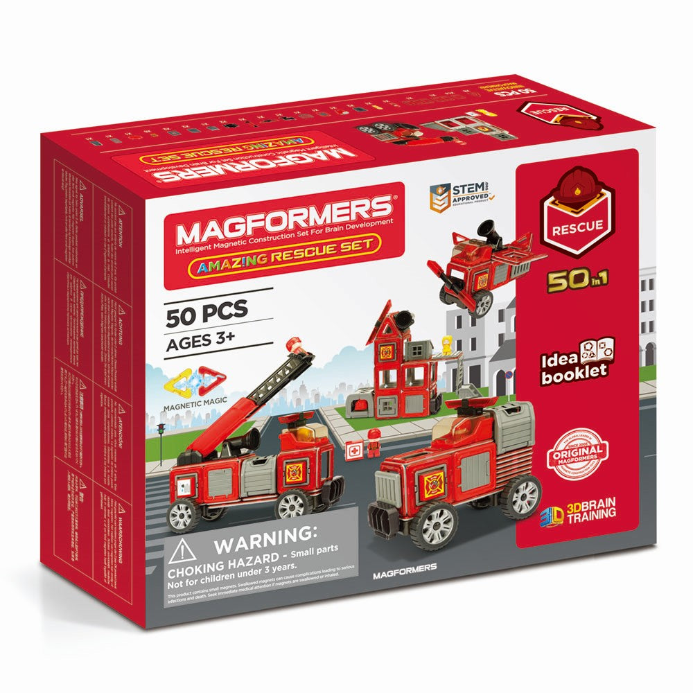 Magformers Amazing Rescue Set - Tűzoltóállomás, 50 darabos készlet