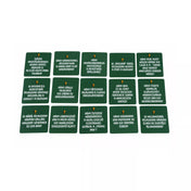 21 – Tudod vagy mered? társasjáték kérdéskártyái változatos becslős kérdésekkel, zöld hátlappal