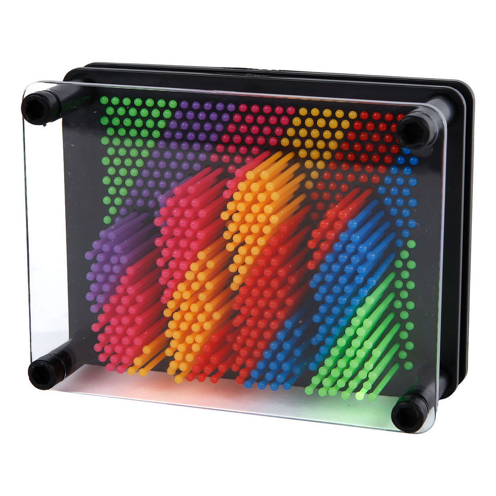 3D Pin Art képkirakó: Többszínű tűs képalkotó játék keretben, színes műanyag tüskékkel készített 3D mintával.