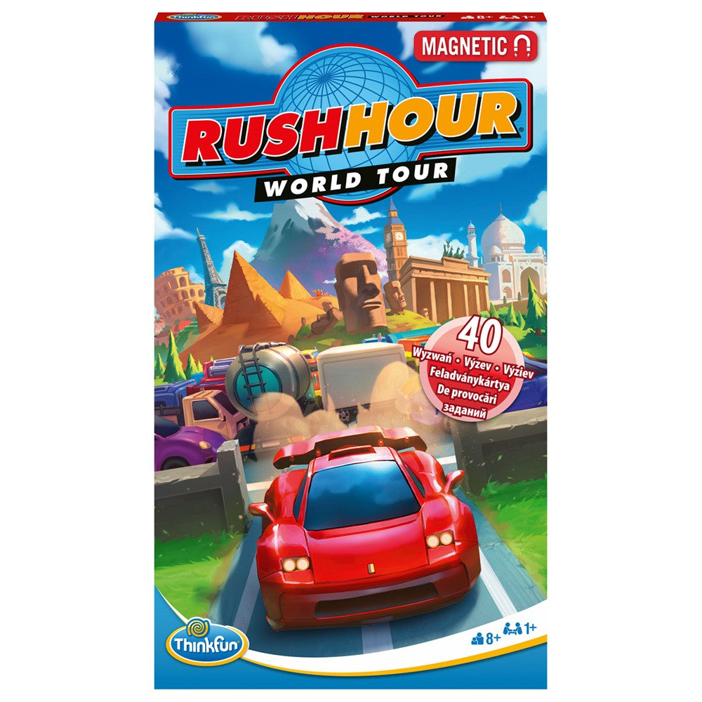 Thinkfun - Rush Hour World Tour, joc de logica magnetic, lb.romana  - román nyelvű társasjáték