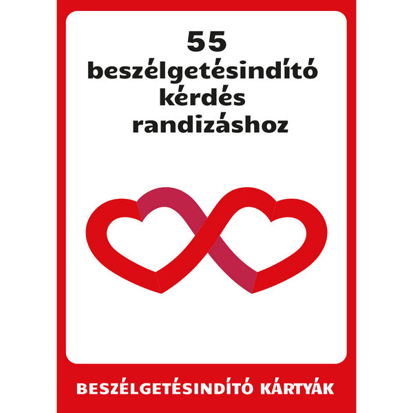 55 beszélgetésindító kérdés randizáshoz kártyajáték doboza és példakérdés kártyája randizáshoz.