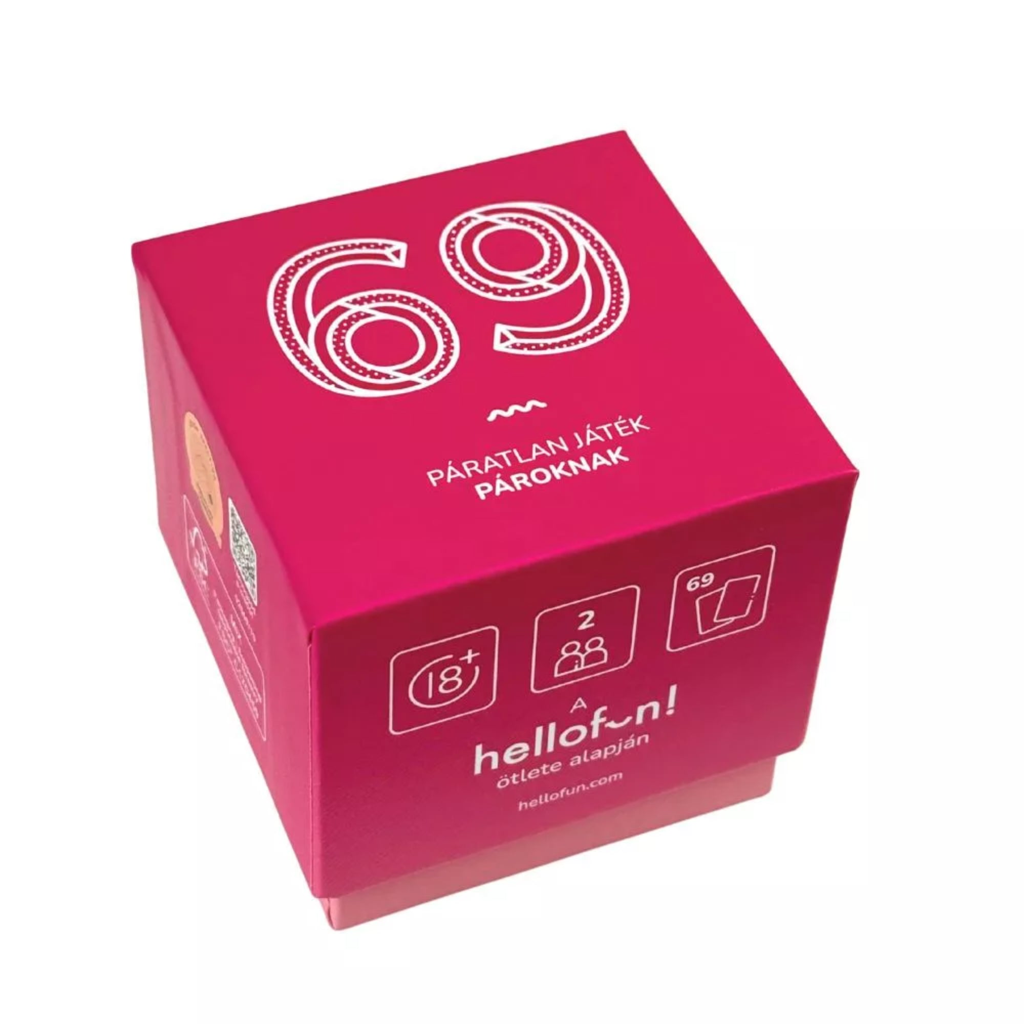 69 – Páratlan játék pároknak magyar nyelvű társasjáték doboza, rózsaszín dizájn, 18+ páros játéknak ajánlott erotikus társasjáték.