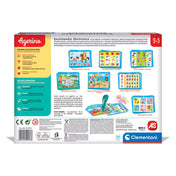 Enciclopedia Electronică játék hátoldala, tanulási témák és fejlesztési területek bemutatásával.