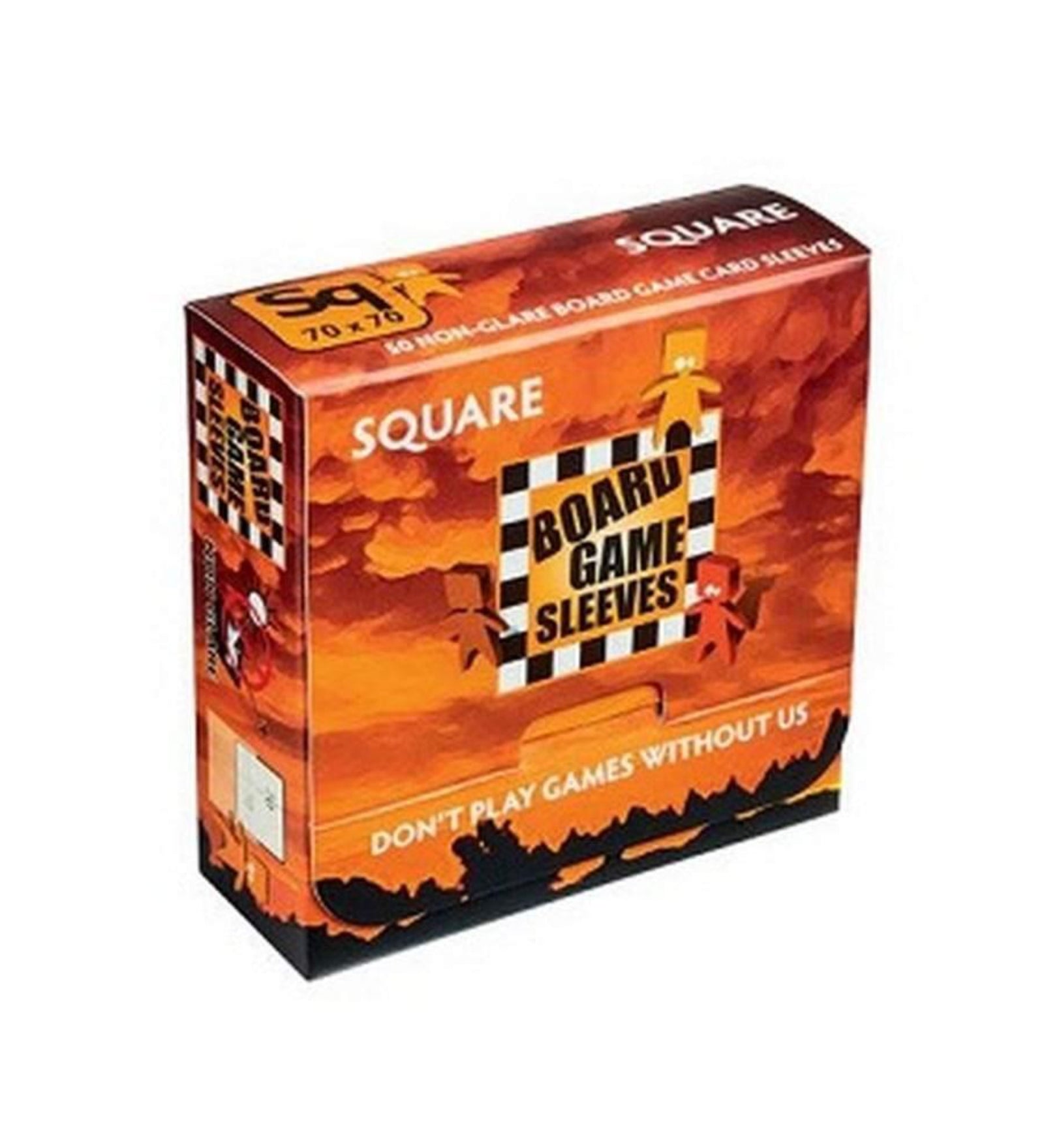 Board Game Sleeves Square 70x70 mm kártyavédő doboz (50 db) – strapabíró, tiszta fólia négyzet méretű társasjáték kártyákhoz.
