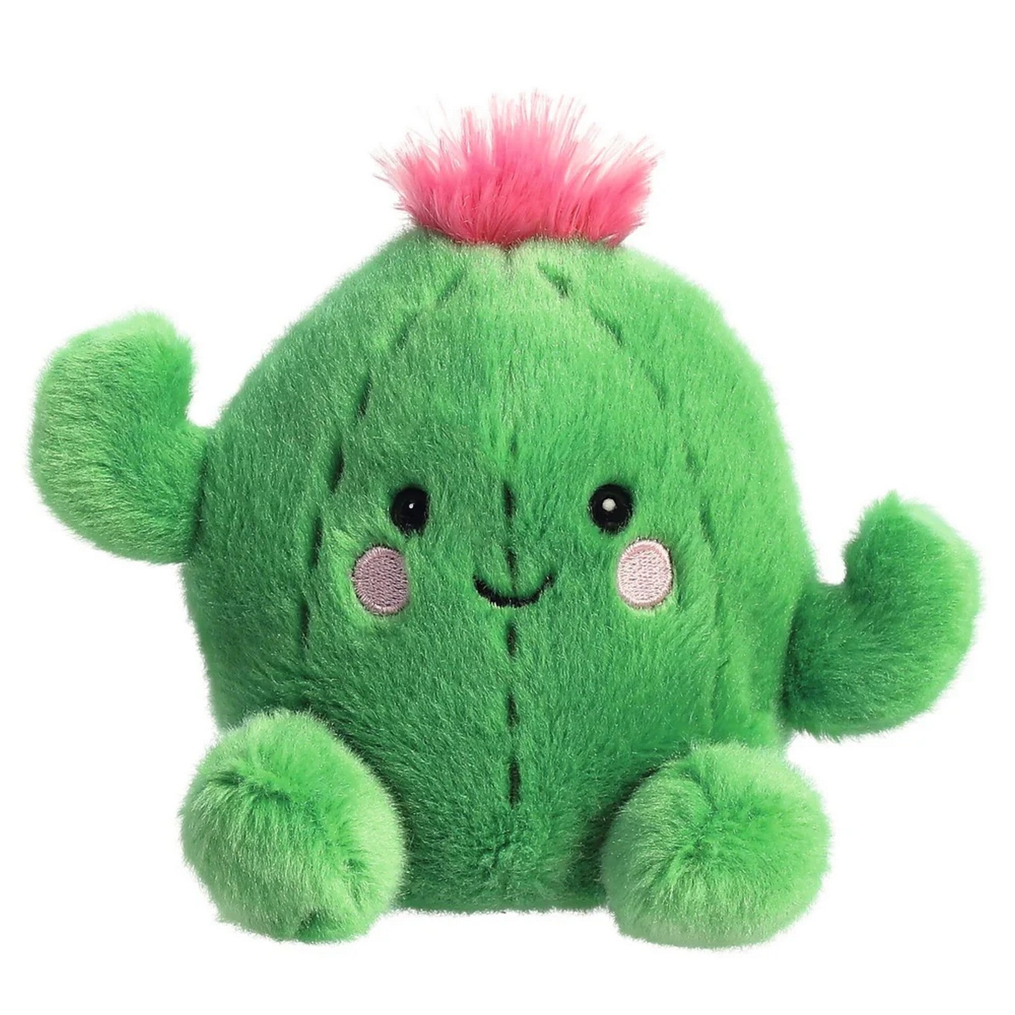 Kaktusz plüss játék elölnézetben, vidám arccal, hímzett részletekkel és puha, gyerekbarát kivitelben