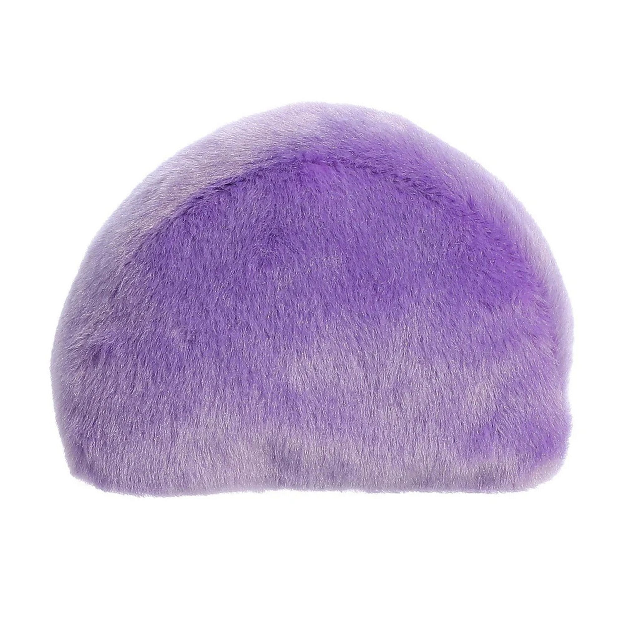 Szivárvány plüss játék hátulról, egyszínű lila, bolyhos felülettel és lekerekített formával, puha kivitelben