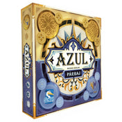 Az Azul Párbaj társasjáték elegáns, arany és kék színvilágú doboza, amely a játék logóját és díszes csempemotívumokat ábrázol.