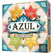 Azul: Summer Pavilion – A társasjáték dobozának elölnézete, színes, geometrikus csempemintákkal és díszes grafikai stílussal.