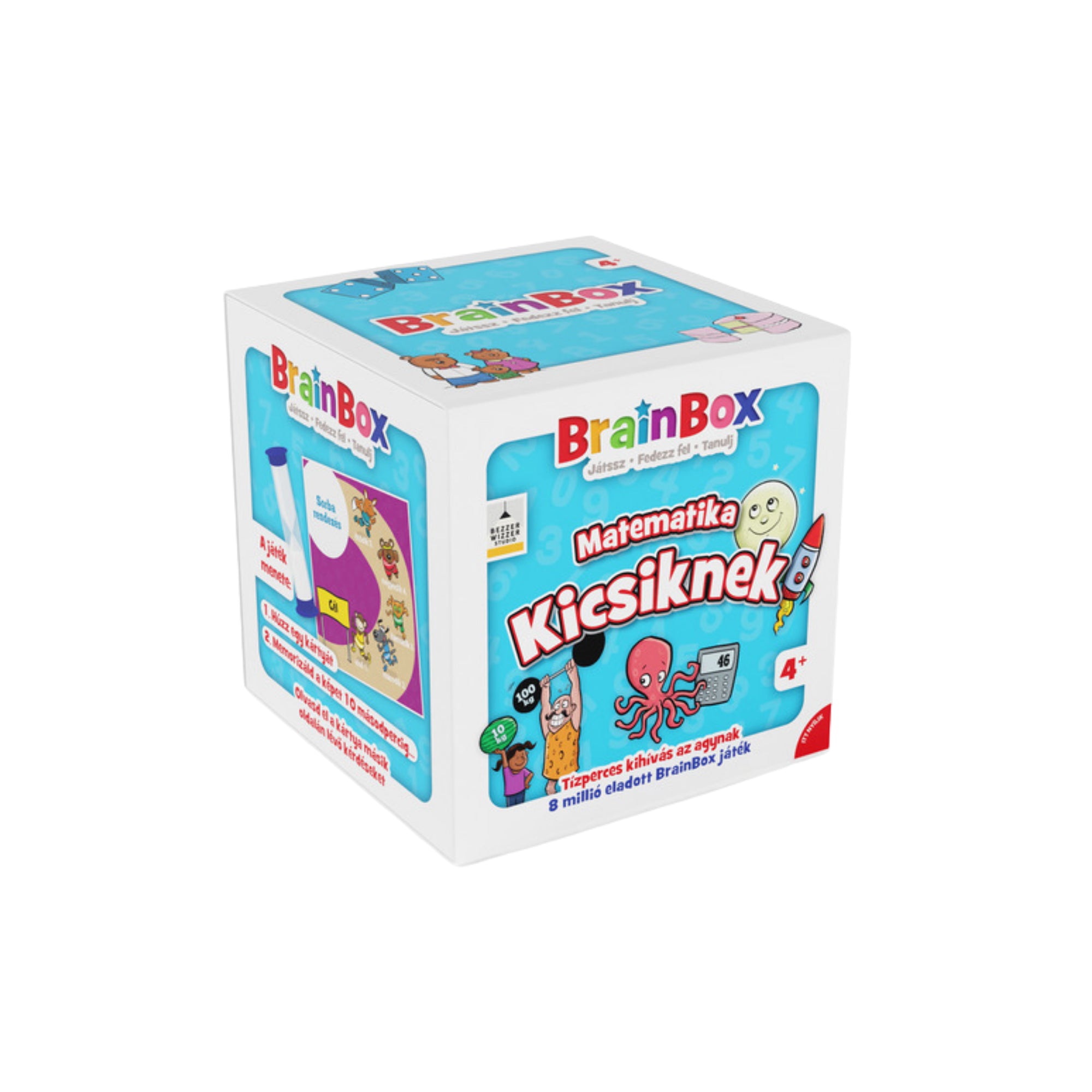 BrainBox Matematika kicsiknek dobozának eleje - A BrainBox Matematika kicsiknek társasjáték színes, vidám illusztrációkkal díszített doboza.