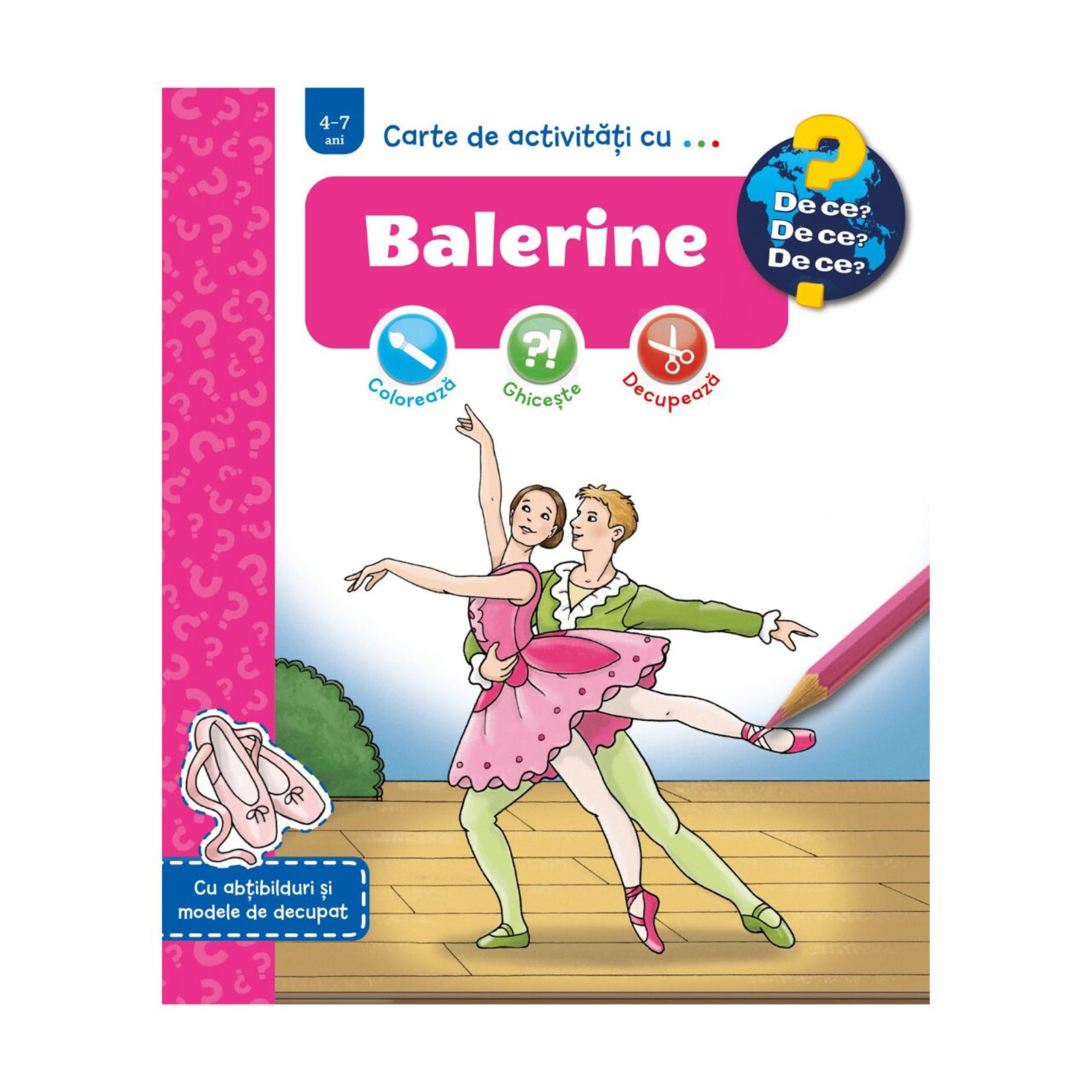 Balerine – gyerekkönyv borító, amelyen egy balerina és egy balett-táncos fiú elegáns pózban táncolnak a színpadon.
