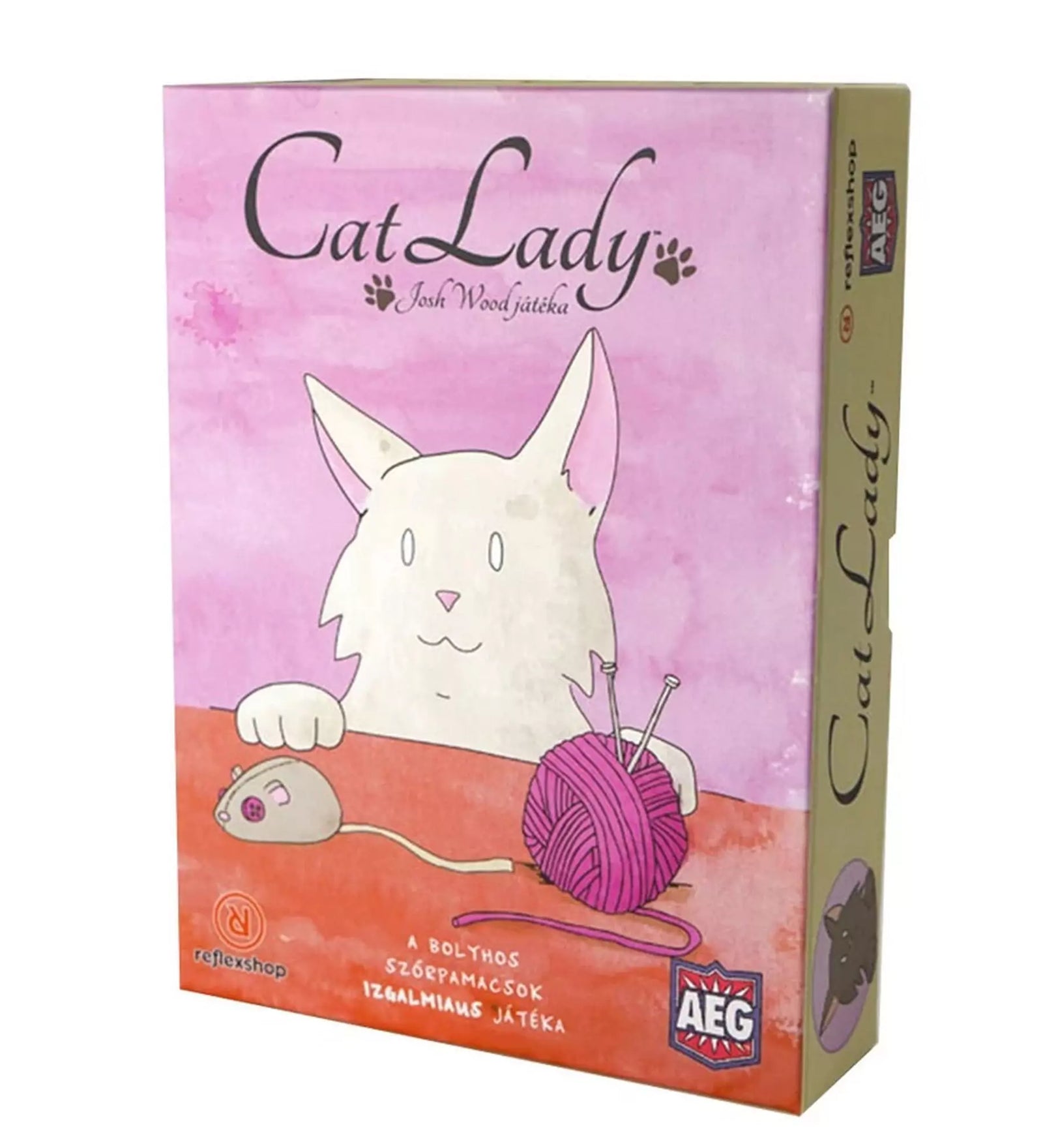 A Cat Lady játék cuki rózsaszín borítójával és macska illusztrációjával vonzza a macskarajongókat.