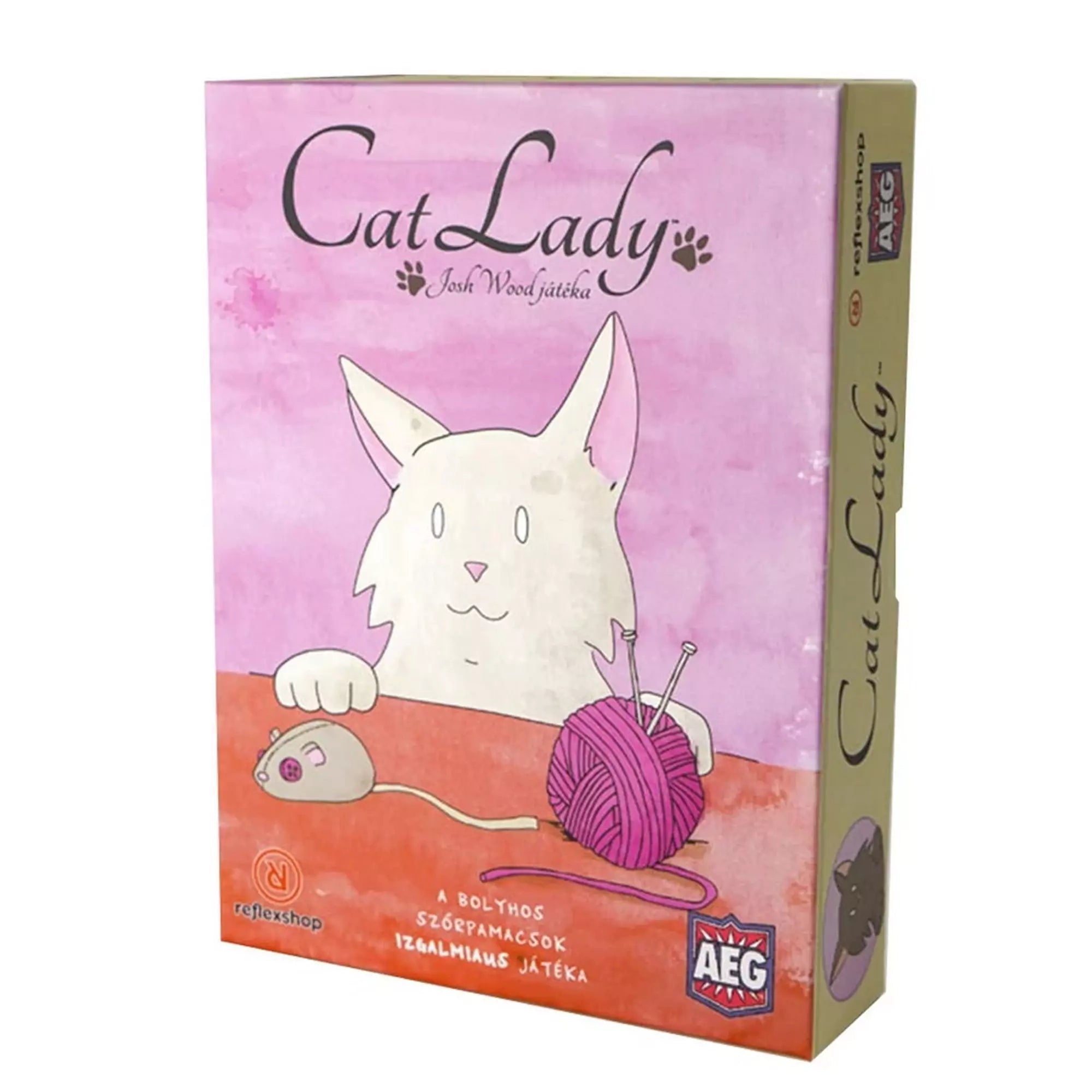 A Cat Lady játék cuki rózsaszín borítójával és macska illusztrációjával vonzza a macskarajongókat.