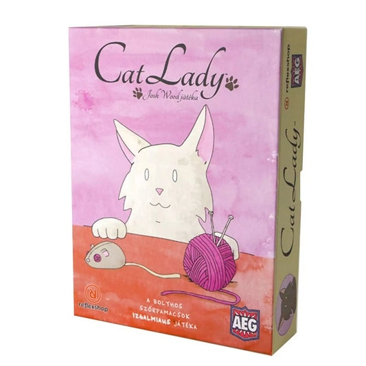 A Cat Lady játék cuki rózsaszín borítójával és macska illusztrációjával vonzza a macskarajongókat.