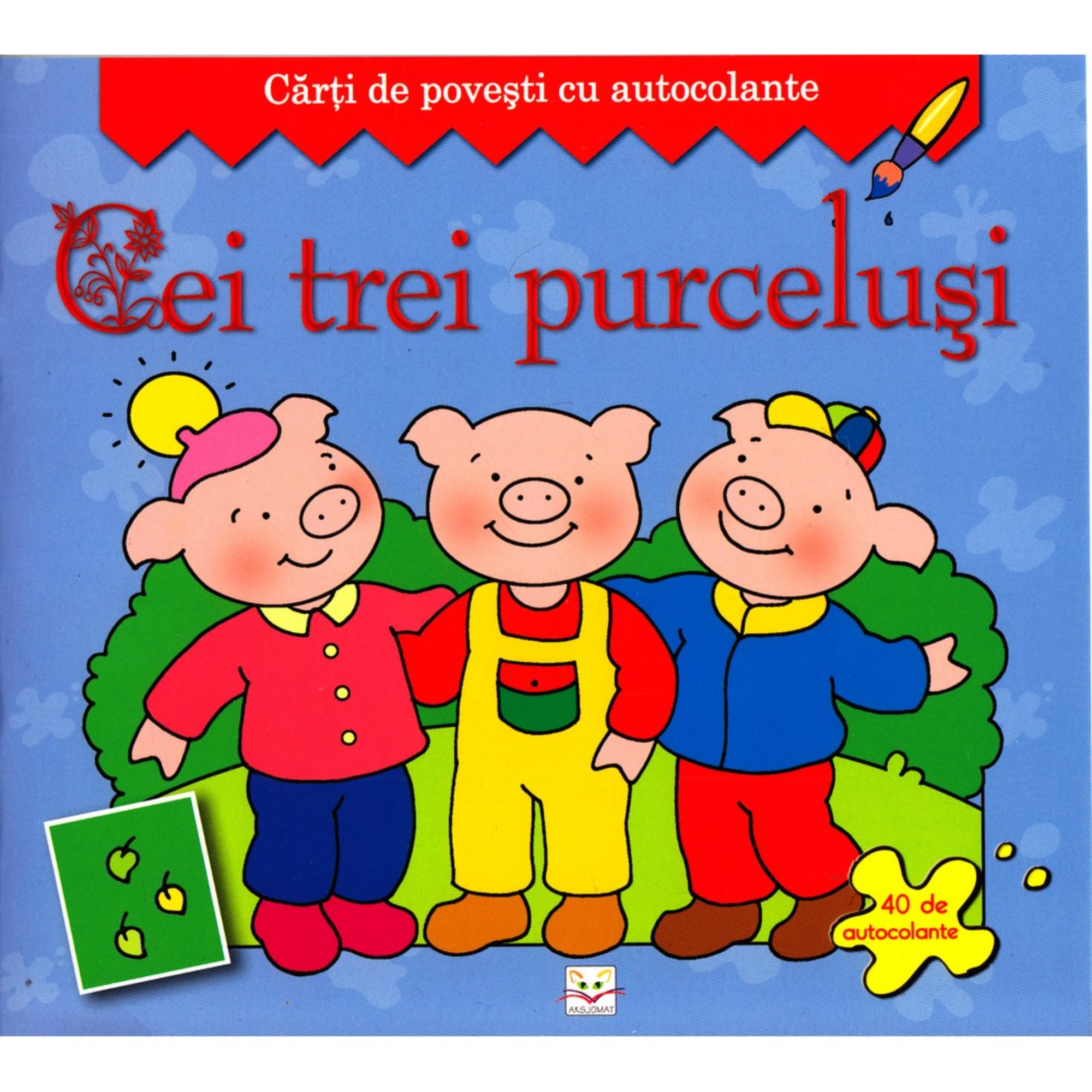 Cei trei purceluși, román nyelvű matricás szinezhető mesekönyv