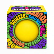 Cool Mix stresszlabda (sárga) – élénksárga stresszlabda színes Cool Mix Toy Antistress dobozával.