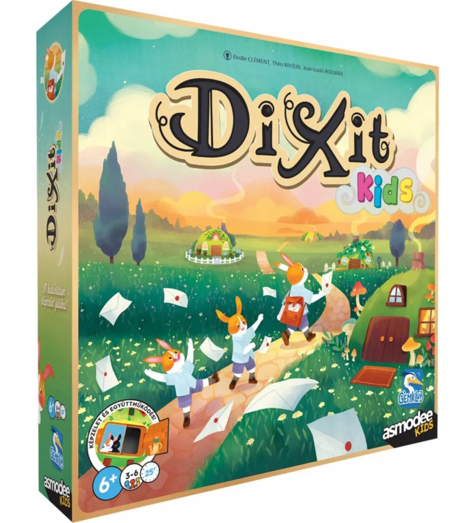 Dixit Kids társasjáték doboza, mesebeli borítóillusztrációval és gyerekbarát grafikával.