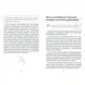 Érzelmi gyógyulás – könyv belső oldalak mindfulness témával: Nyitott könyv „Mi az a mindfulness?” fejezettel, magyarázó szöveggel és gyakorlatok bemutatásával.