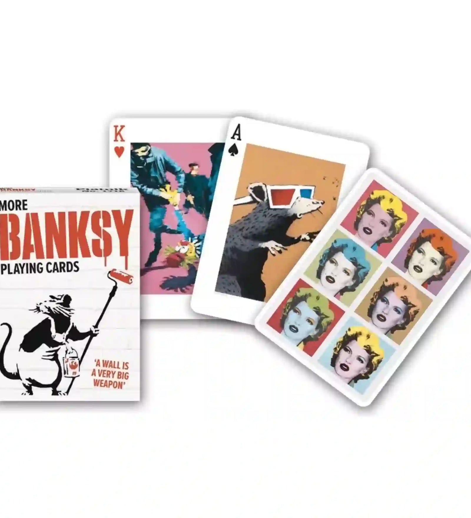 Francia kártya 1x55-ös More Banksy készlet street art stílusú grafikákkal, ikonikus Banksy alkotásokat idéző mintákkal, modern dizájnnal és egyedi művészi hátoldallal