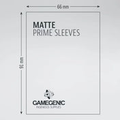 Gamegenic Matte Prime Sleeves 66x91 mm – szabvány méretű, matt felületű, nem tükröződő kártyavédő fólia társasjátékokhoz.
