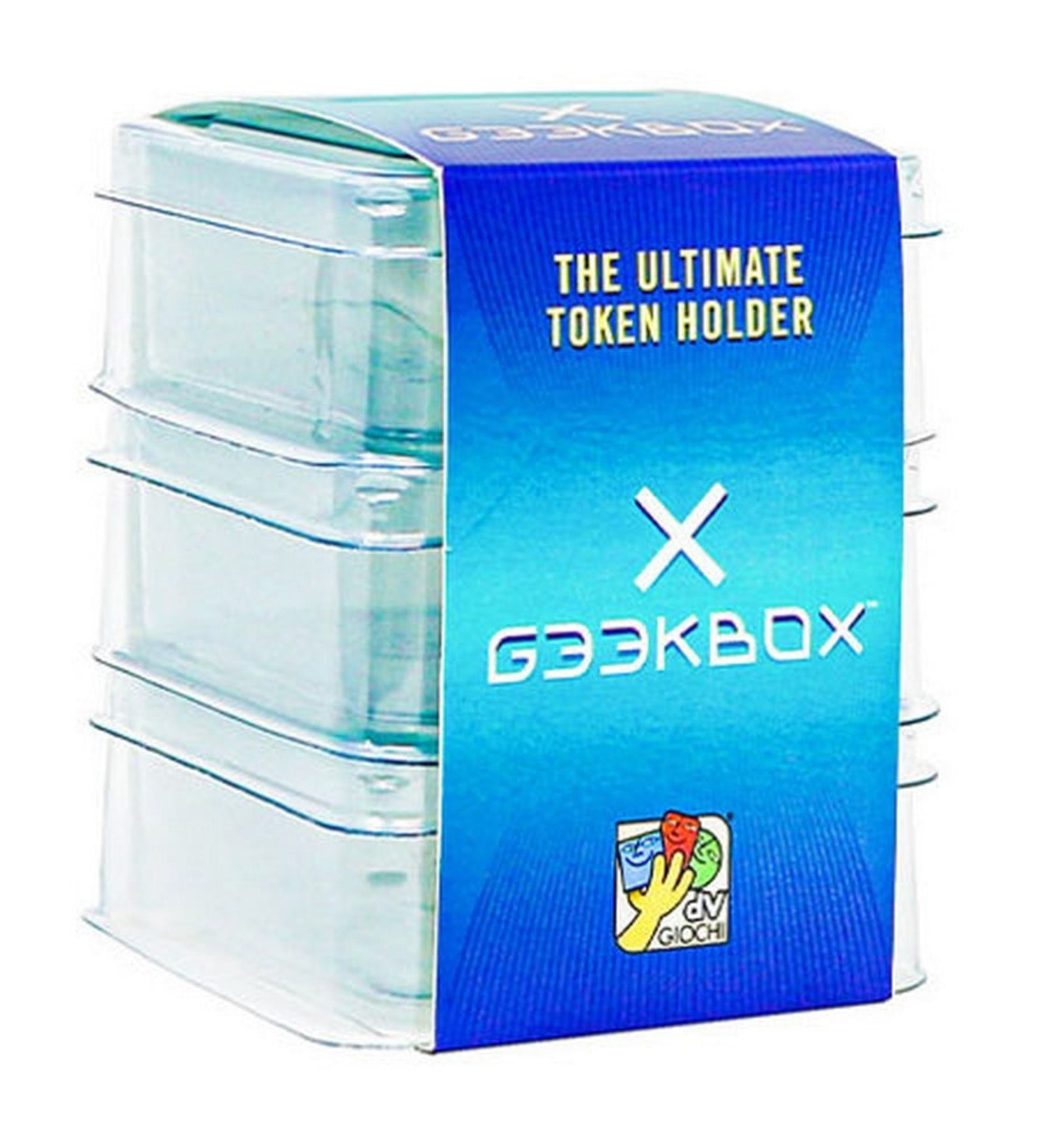 GEEKBOX The Ultimate Token Holder – több szintes, átlátszó token rendszerező eredeti csomagolásban, DV Giochi kiadásban.
