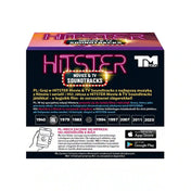 Hitster Movies & TV Soundtracks kiegészítő hátoldala játékleírással, mobilalkalmazás információval és filmes-zenei slágereket tartalmazó kártyapaklival.