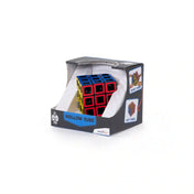 Hollow Cube logikai puzzle dobozban fekete csomagolással és kirakott üreges kockával.