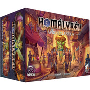 A Homályrév: Apró kalandok társasjáték színes, fantasy világot bemutató doboza, részletes illusztrációkkal és a hősök ábrázolásával.