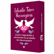 Ideális társ bevonzása – 60 pozitív megerősítés kártya díszdoboza, a kártyacsomag eredeti csomagolása.