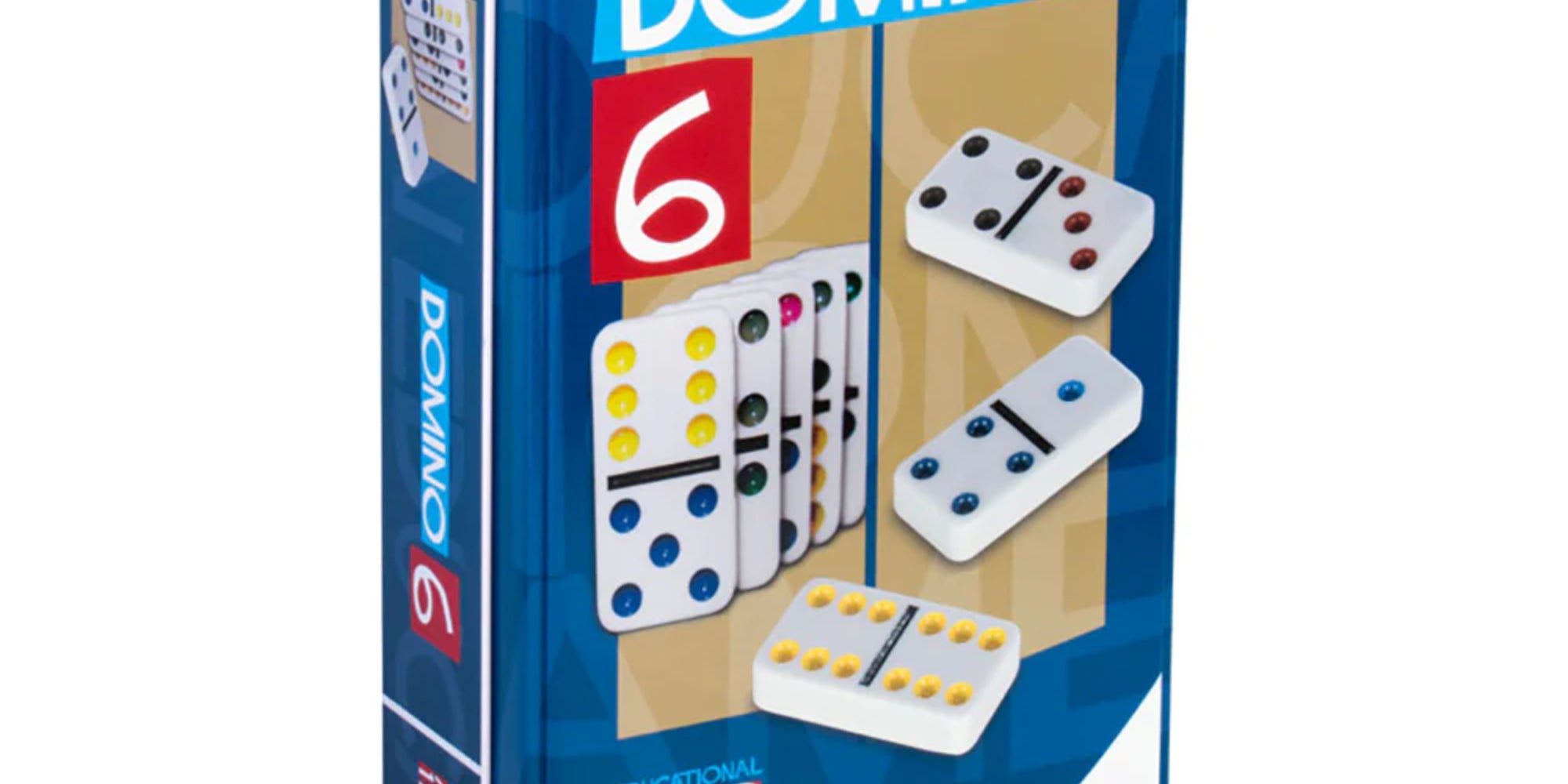 Domino 6 klasszikus dominó játék fémdobozos csomagolásban, Cayro Educational ABC 123 sorozat, 28 darab dominólappal.