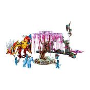 A LEGO Avatar Toruk Makto & Tree of Souls (75574) készletből összeállított Pandora-jelenet, középen a Lélek Fájával, mellette a Torukkal és a Na’vi figurákkal.