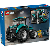 LEGO City Tractor (60498) – a doboz hátoldala, a traktor funkcióinak és játékjeleneteinek bemutatása.