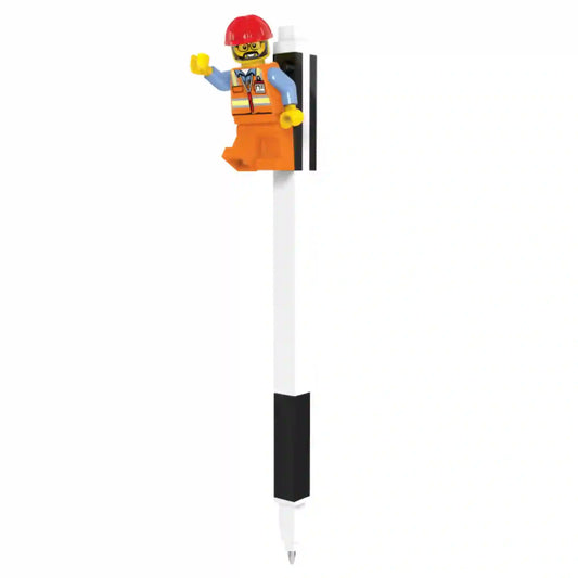 LEGO Pen Pal zseléstoll építőmunkás minifigurával, LEGO kockákkal kompatibilis kialakítással.