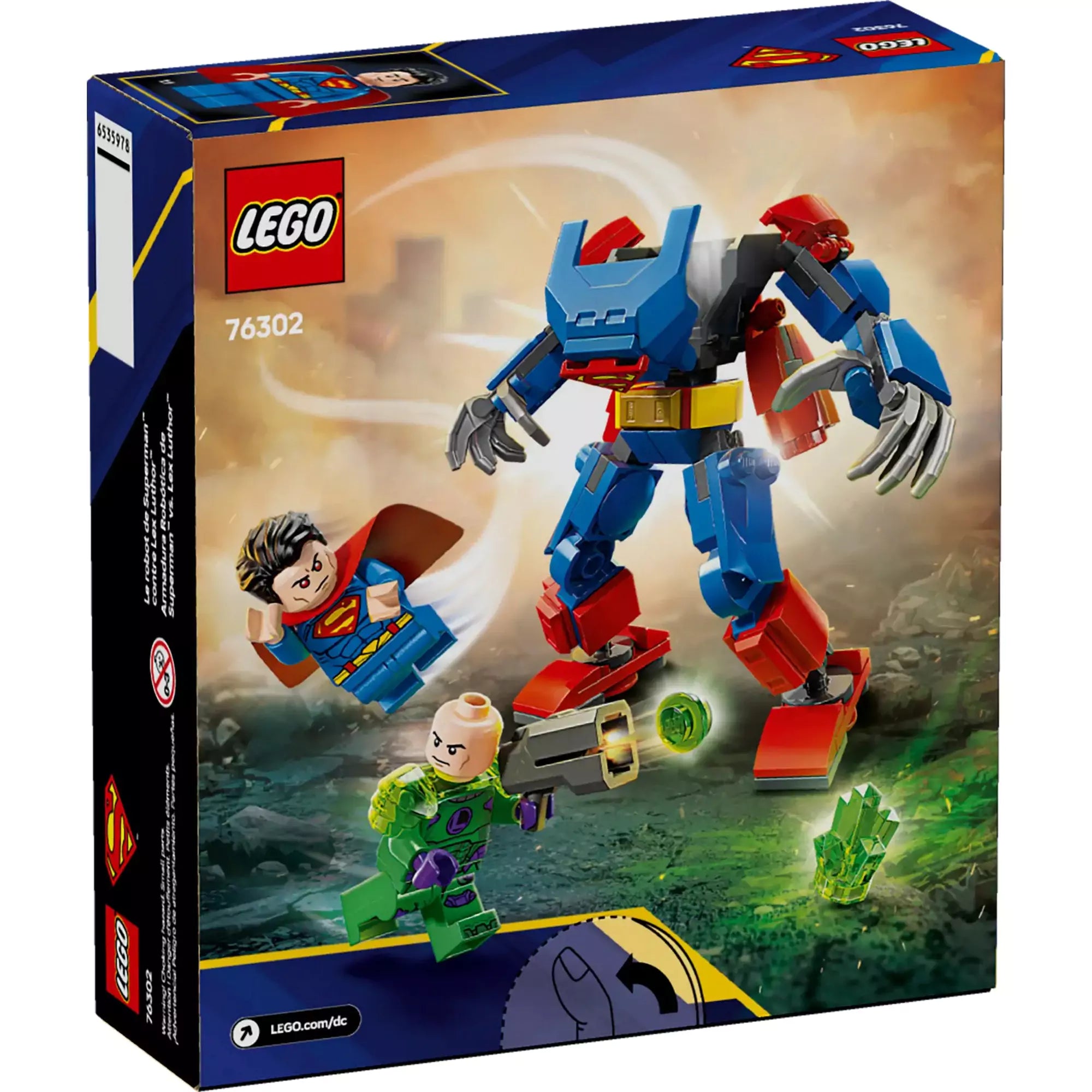 LEGO DC Superman robot vs. Lex Luthor (76302) - Részletes dobozkép a termék tartalmával.