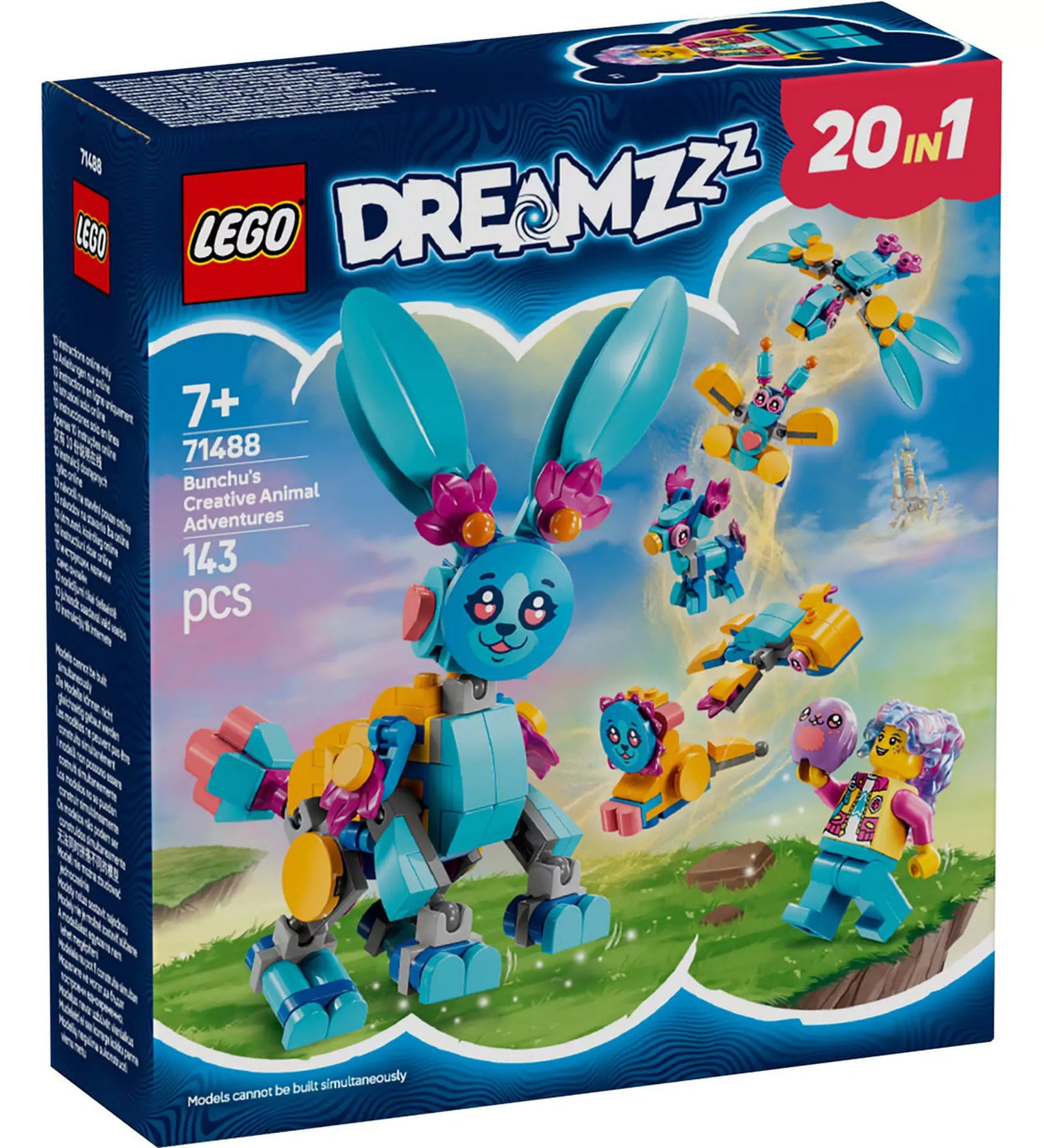 LEGO DREAMZzz Bunchu kreatív állatos kalandjai 71488 csomagolás előnézete, 143 darabos építőkészlettel.