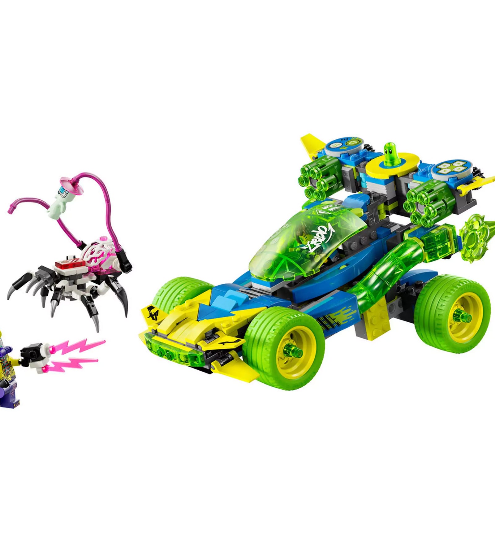 LEGO DREAMZzz Mateo és Z-Blob versenyautója (71491) teljes szett és minifigurák akcióban