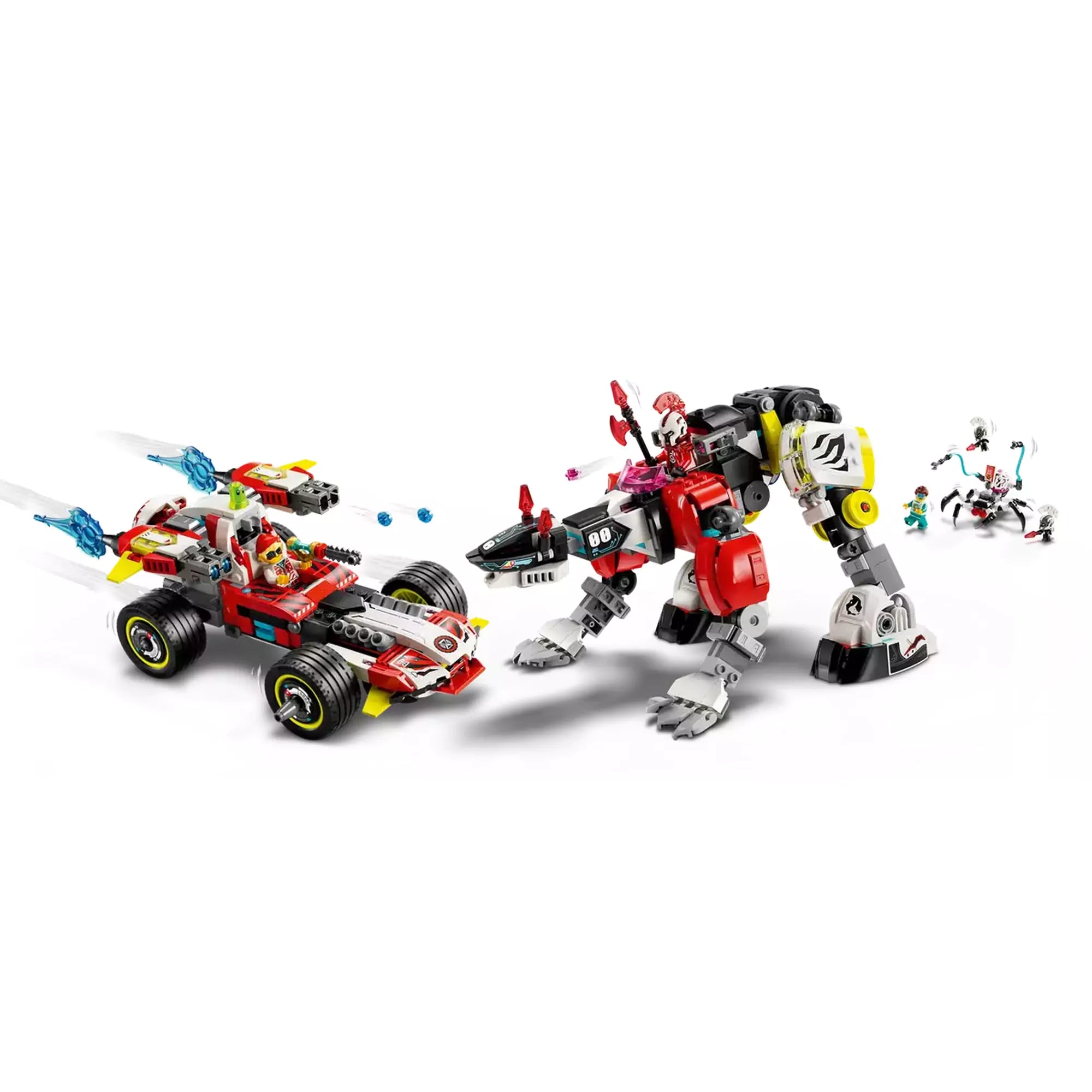  LEGO Dreamzzz Cooper tigrisrobotja és Zero hot rod autója (71497) akció közben, a robot és autó lenyűgöző részleteivel.

