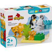 Dobozkép LEGO Duplo Állatcsaládok a vadvilágban (10442): A doboz tartalmazza az aranyos pingvineket, oroszlánokat és az építőelemeket egy 2 éves kortól ajánlott szettben.