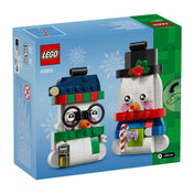 LEGO 40812 Hóember díszek – A készlet dobozának hátoldala, rajta a két elkészíthető hóember karácsonyi dísz.