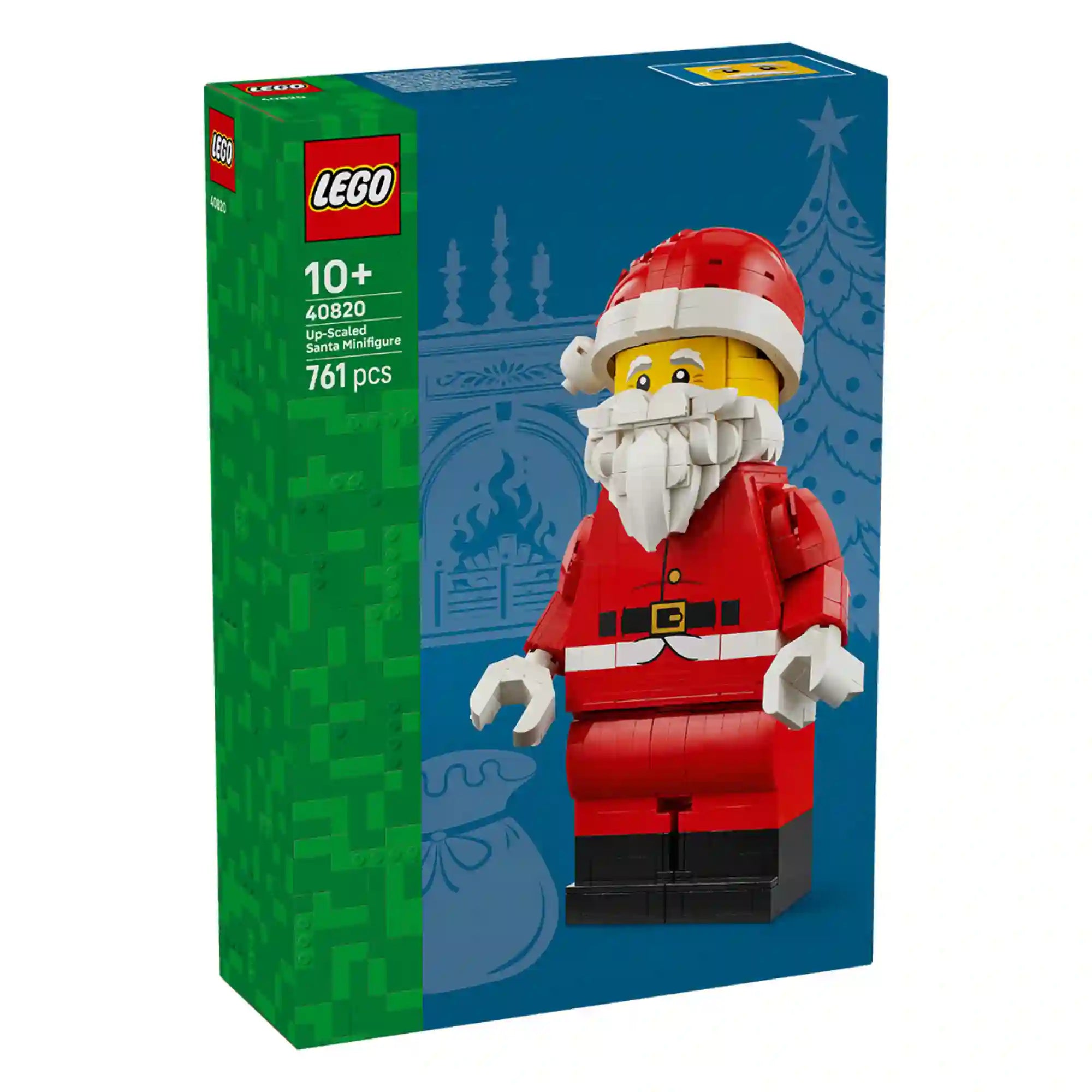 LEGO 40820 Nagy méretű Mikulás minifigura – A készlet dobozának eleje a megépíthető Mikulás figurával.